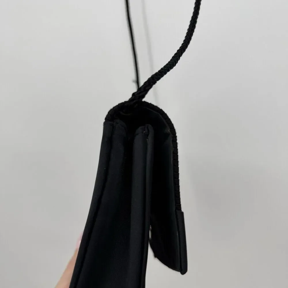 La Regale Black Satin Bow Crossbody Bag Purse Evening Formal Classic Timeless